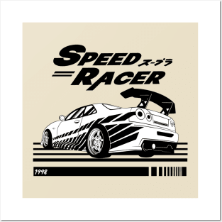 street racing black and white Posters and Art